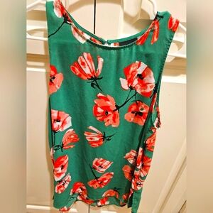 Floral Sleeveless Top - Green and Pink